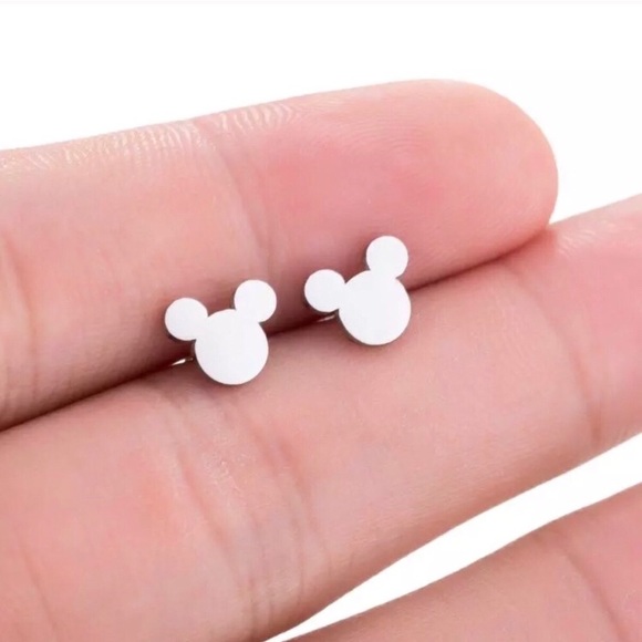 Silver Mickey mouse shaped earrings - Picture 2 of 3
